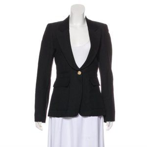 SMYTHE Notch Lapel Black Woven Blazer Size 6